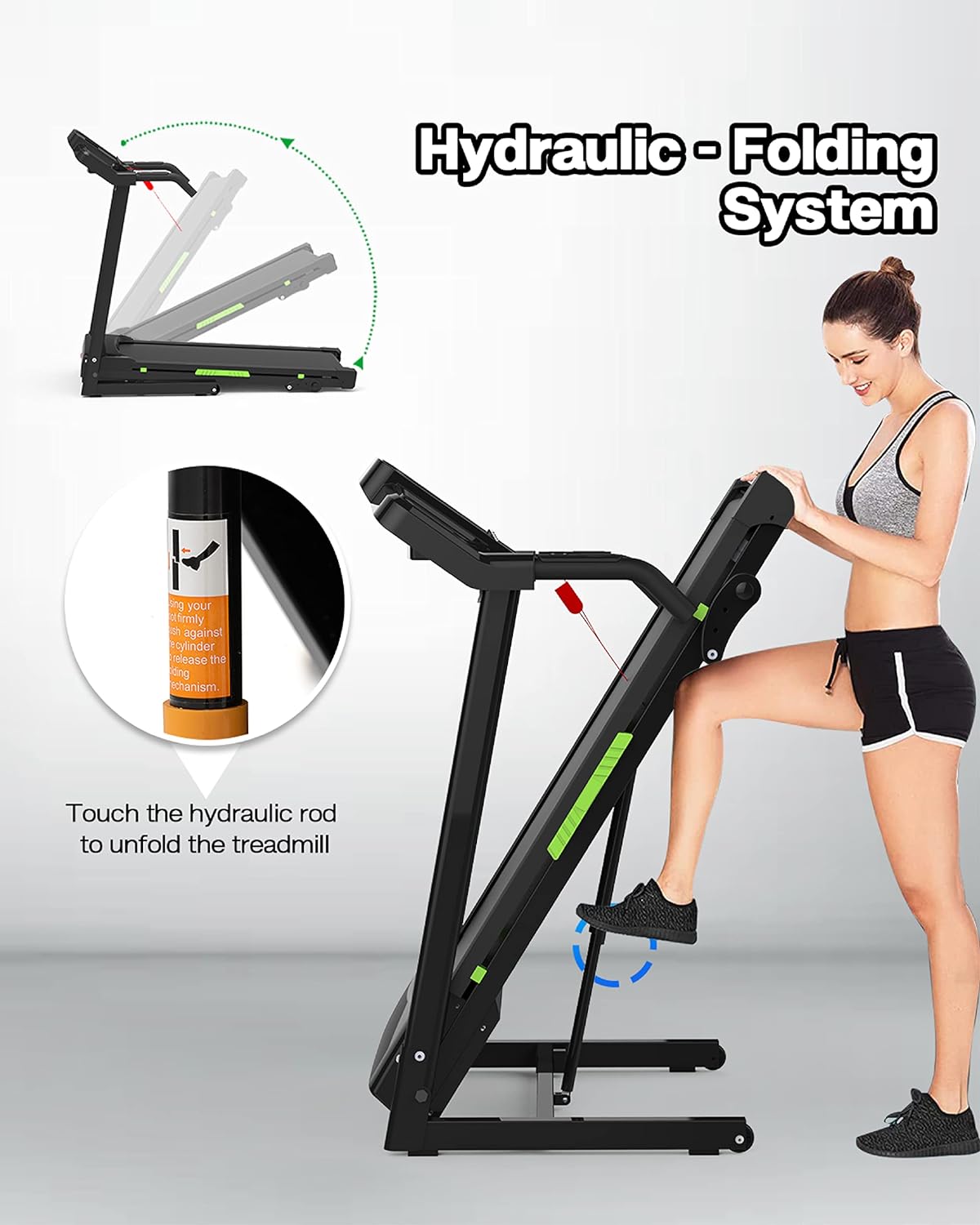 Foldable Treadmill with Incline, Folding Treadmill for Home Electric Treadmill Workout Running Machine, Handrail Controls Speed, Pulse Monitor,APP