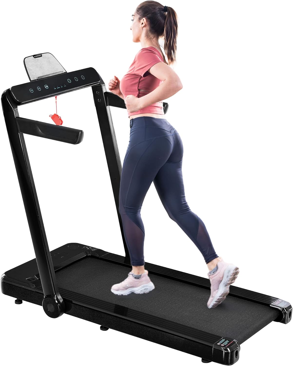Folding Treadmill, Installation-Free Under Desk Electric Treadmill 2.5HP, with Bluetooth APP and speaker, Remote Control, Display, Walking Jogging Running Machine Fitness Equipment for Home Gym Office