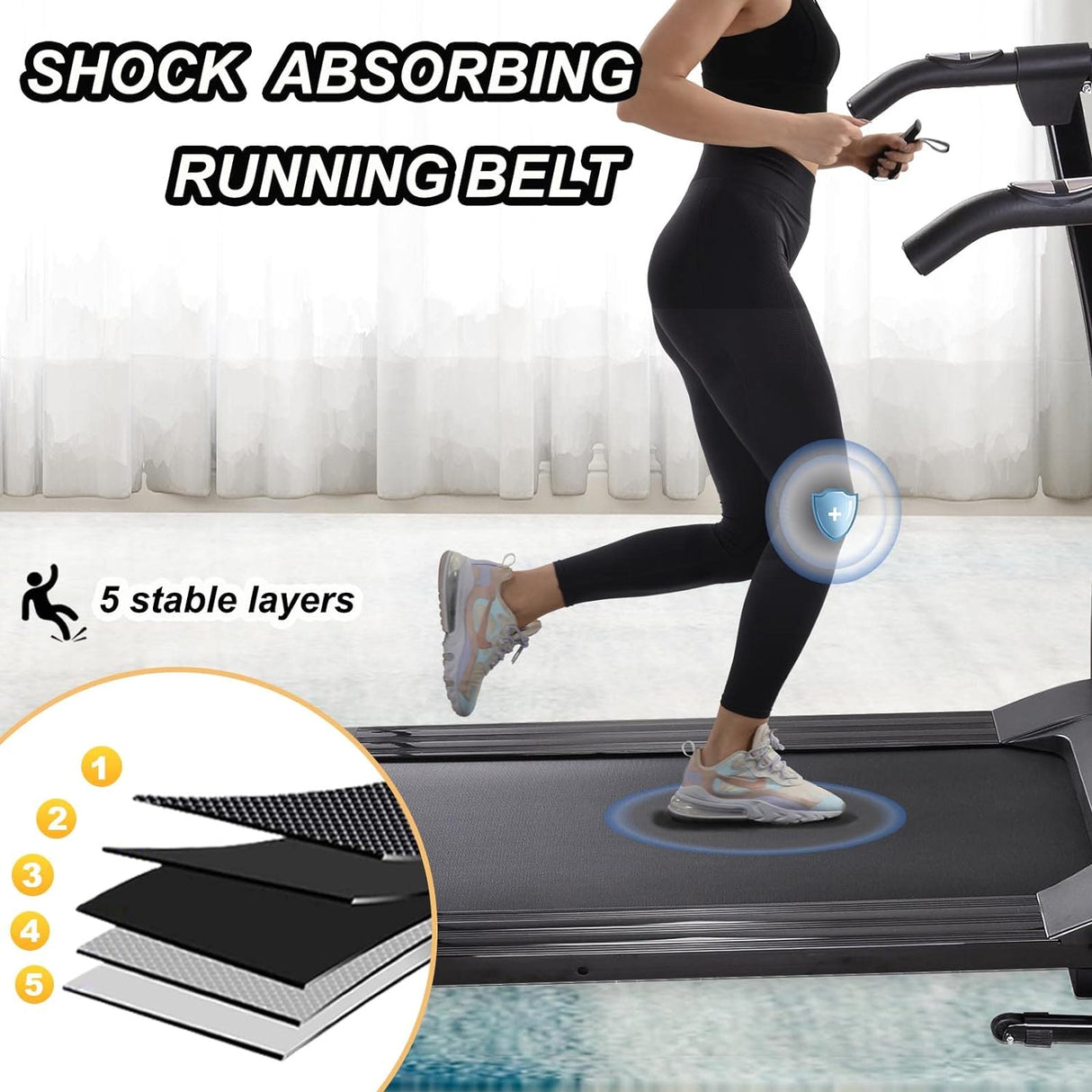 Modern Folding Treadmills for Home, Foldable Electric Treadmill with LCD Display, Lightweight Compact Treadmill Fitness Running Walking Jogging Exercise for Home Office Apartment Saver Space