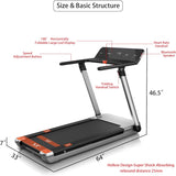 RHYTHM FUN Treadmill Folding Treadmill Desk Treadmill 4.0HP Electric Motorized Treadmill Super Shock-Absorbing Slim Quiet Treadmill with Large Display/Workout APP for Home Office Gym
