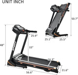 3.5HP Folding Electric Treadmill with Incline Medium Running Machine LCD, 14.8KM/H Foldable Treadmill Electric Motorized Power Running Fitness Gym Machine, 330lbs Max