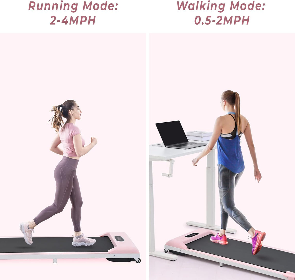 Modern 2 in 1 Under Desk Electric Treadmill 2.5HP, with Bluetooth APP and Speaker, Remote Control, Display, Walking Jogging Running Machine Fitness Equipment for Home Gym Office