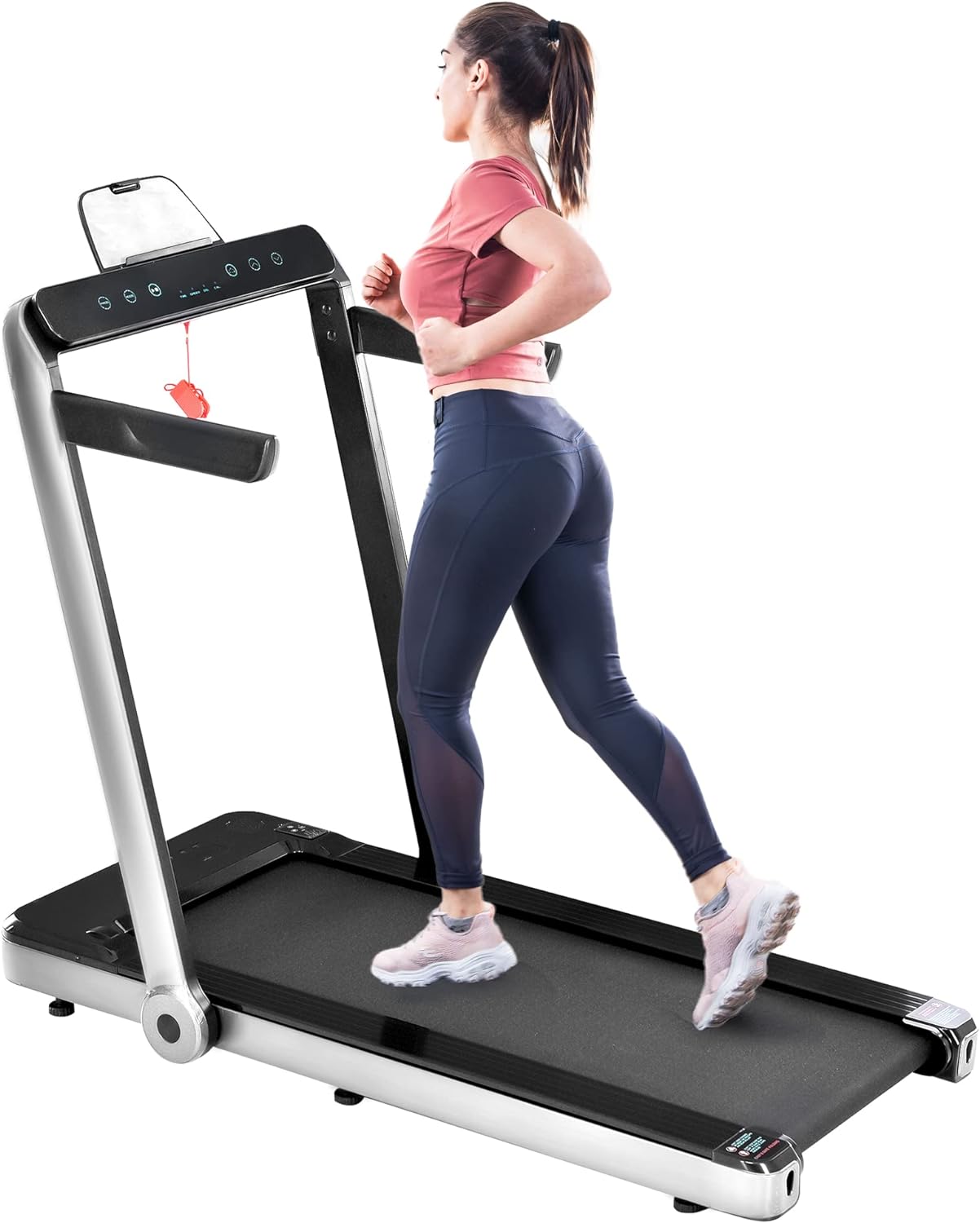 Folding Treadmill, Installation-Free Under Desk Electric Treadmill 2.5HP, with Bluetooth APP and speaker, Remote Control, Display, Walking Jogging Running Machine Fitness Equipment for Home Gym Office