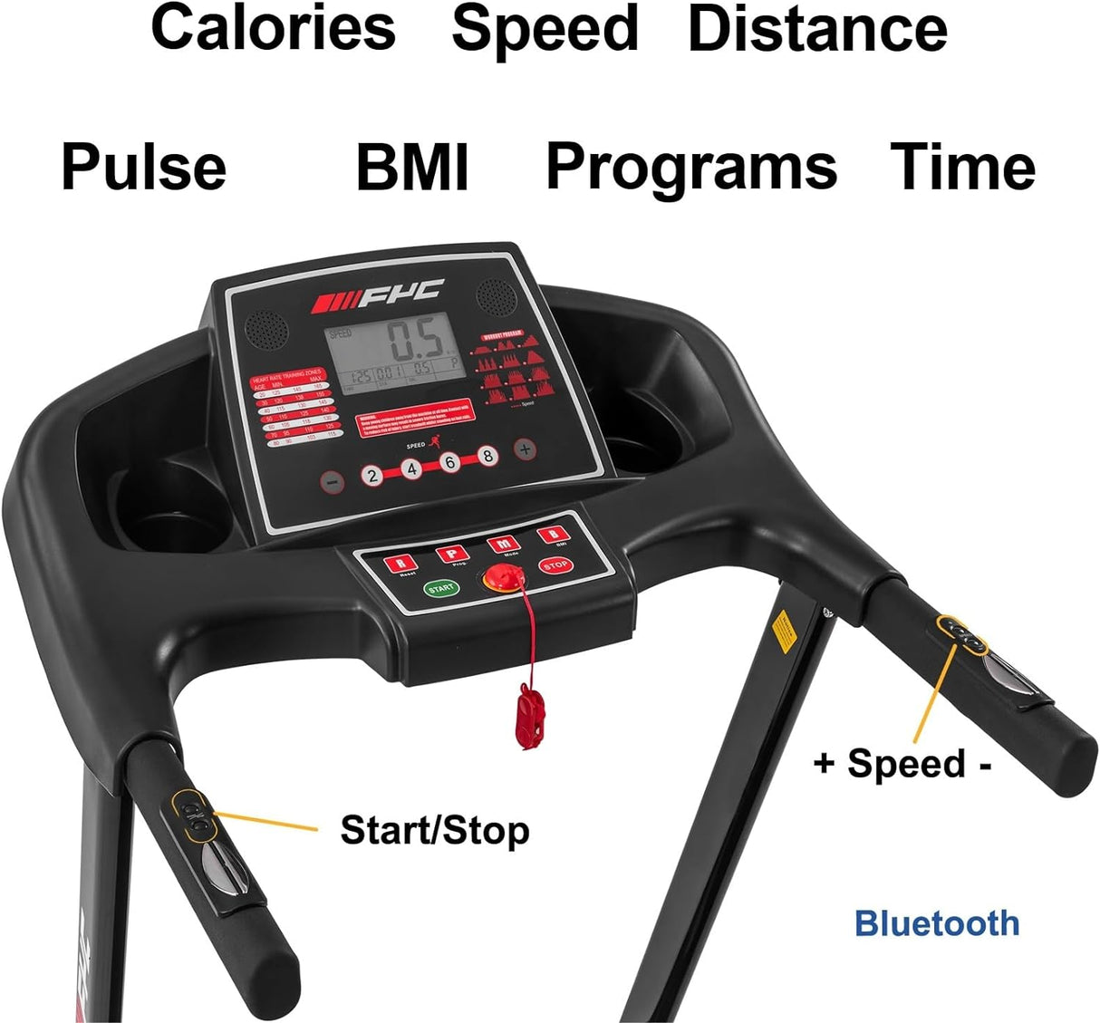 Lbs Weight Capacity Foldable Electric Treadmill Running Machine with Incline/Bluetooth Black