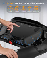 SPORTY&FIT 4.0HP Folding Treadmill, [0.6-8.7 MPH] [Max 400LBS] [No Assembly] Electric Treadmill for Running Walking, Foldable Treadmill with LCD Monitor & Pulse Detection for Office Home Workout