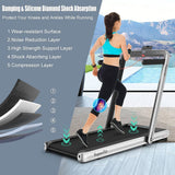 GYMAX Under Desk Folding Treadmill, 4.75HP 2 in 1 Running Walking Machine with Heart Rate Control, APP Control, LED Touch Screen and Remote, Luxury Treadmill for Home/Gym
