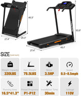 Foldable Treadmill with Incline, Folding Treadmill for Home Electric Treadmill Workout Running Machine, Handrail Controls Speed, Pulse Monitor,APP