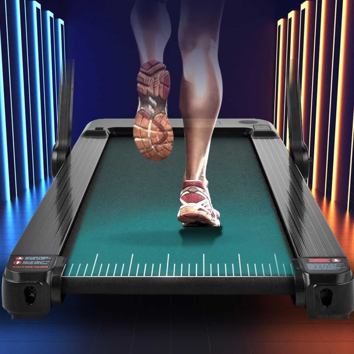 Treadmill Folding Treadmill, Installation-Free Under Desk Electric Treadmill 2.5HP, with Bluetooth APP and Speaker, Remote Control, Display, Walking Jogging Running Machine