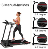 Modern Folding Treadmill for Home with Desk - 2.5HP Compact Electric Treadmill for Running and Walking Foldable Portable Running Machine for Small Spaces Workout, 265LBS Weight Capacity