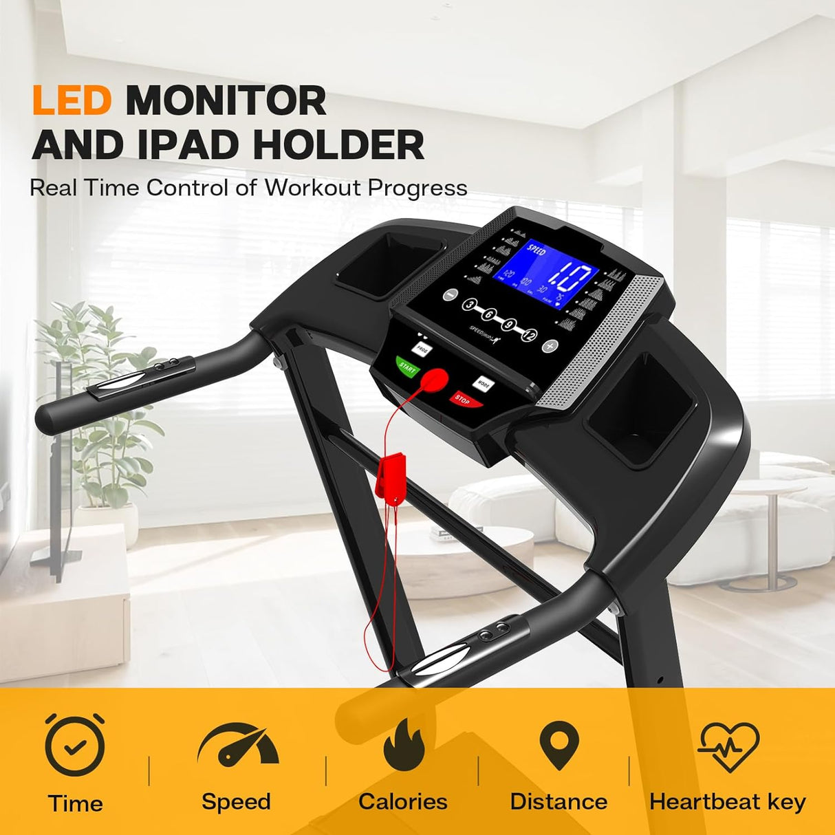 Folding Treadmills for Home - 3.5HP Portable Foldable with Incline, Electric Treadmill for Running Walking Jogging Exercise with 12 Preset Programs, Indoor Workout Training Space Save Apartment,APP