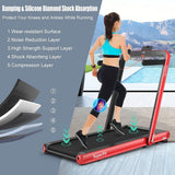 GYMAX Under Desk Folding Treadmill, 4.75HP 2 in 1 Running Walking Machine with Heart Rate Control, APP Control, LED Touch Screen and Remote, Luxury Treadmill for Home/Gym