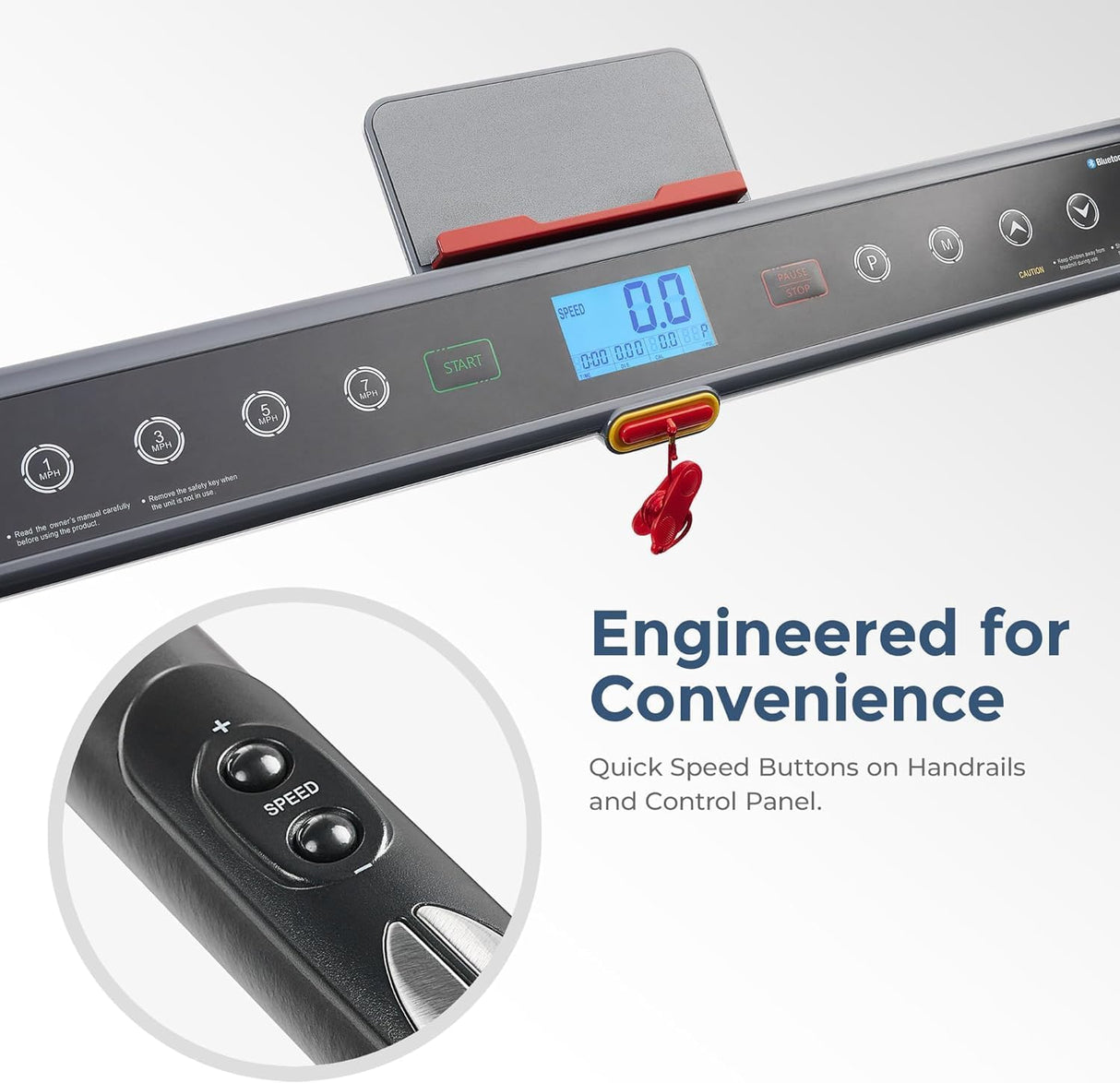 Sunny Health & Fitness Strider Foldable Treadmill, 20-Inch Wide Running Belt, Customizable Workout Programs, Pulse Sensors with Optional Exclusive SunnyFit App and Enhanced Bluetooth Connectivity