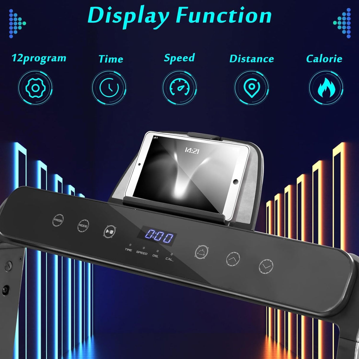 Treadmill Folding Treadmill, Installation-Free Under Desk Electric Treadmill 2.5HP, with Bluetooth APP and Speaker, Remote Control, Display, Walking Jogging Running Machine