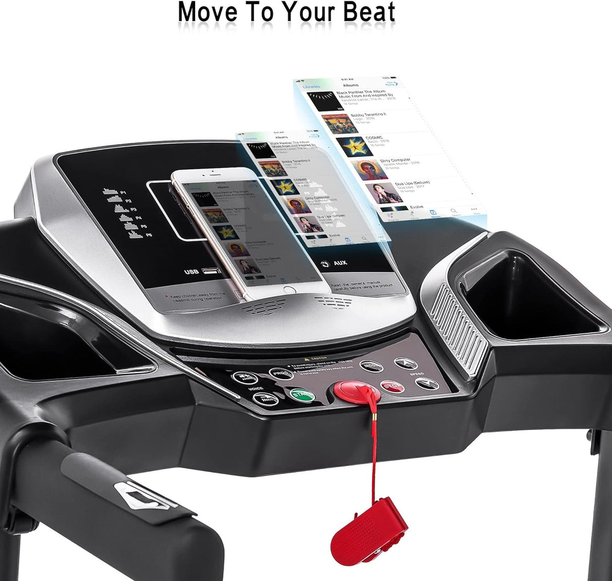 Folding Electric Treadmill 3 Levels of Incline 12 Home Gym Preset Programs Black