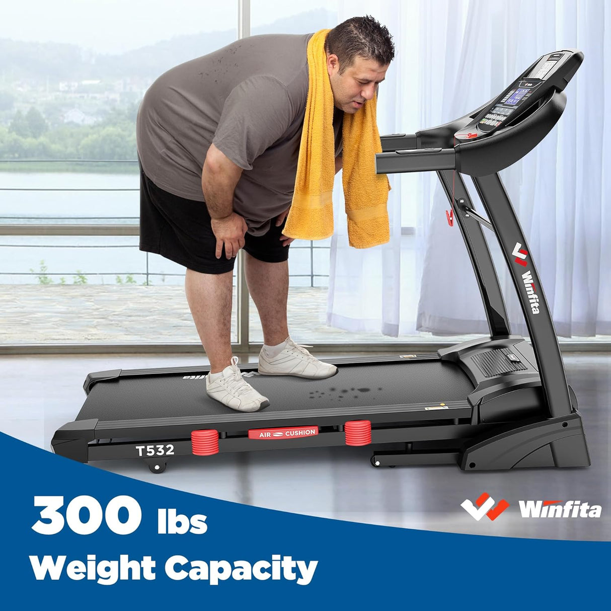 Winfita Foldable Treadmill with 15% Auto Incline, 10 MPH, 300 LB Capacity, Bluetooth & APP, Pause Function, USB Charging, Tablet Holder, 68 Programs Running Machine for Home