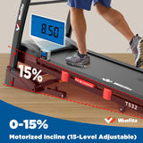 Winfita Foldable Treadmill with 15% Auto Incline, 10 MPH, 300 LB Capacity, Bluetooth & APP, Pause Function, USB Charging, Tablet Holder, 68 Programs Running Machine for Home
