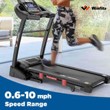 Winfita Foldable Treadmill with 15% Auto Incline, 10 MPH, 300 LB Capacity, Bluetooth & APP, Pause Function, USB Charging, Tablet Holder, 68 Programs Running Machine for Home