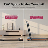Modern HP-P12ABK Electric Treadmill, Folding Treadmill, LCD Display Screen and mat Holder; Home Office Gym Stand, 2.25HP Electric， Wood Electric Treadmill with Remote Control, Walking Machine