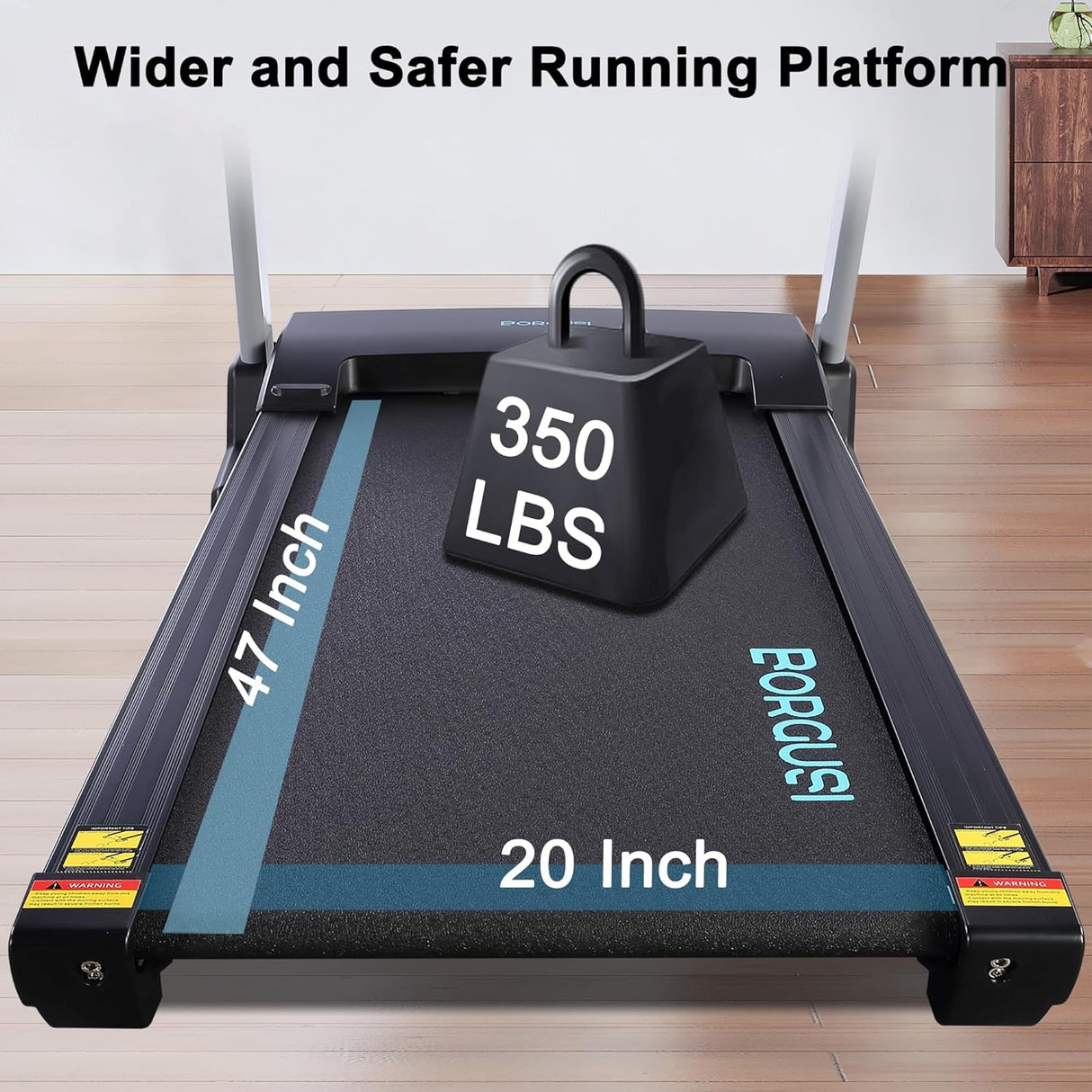 BORGUSI Auto Incline Treadmill, 300/350LBS Capacity, 17.5"/20" Wide Electric Folding Treadmill Max 8.5/10 MPH Speed, Running Machine with Bluetooth Speaker