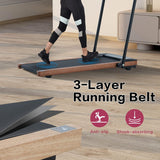 Modern HP-P12ABK Electric Treadmill, Folding Treadmill, LCD Display Screen and mat Holder; Home Office Gym Stand, 2.25HP Electric， Wood Electric Treadmill with Remote Control, Walking Machine