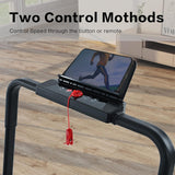 Modern HP-P12ABK Electric Treadmill, Folding Treadmill, LCD Display Screen and mat Holder; Home Office Gym Stand, 2.25HP Electric， Wood Electric Treadmill with Remote Control, Walking Machine